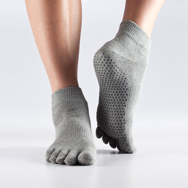 Toesox Fulltoe Non-slip Ankel Heather Grey