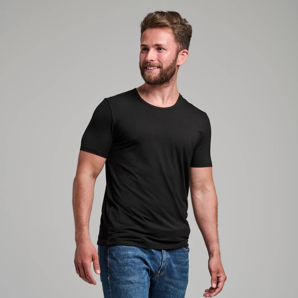 Bambusa -shirt Med Rund Hals Sort