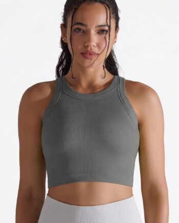 Crop Top Rund-hals   Med Indbygget Bh Darkgrey  -small-small   Darkgrey