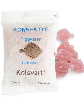 Kolsvart Pighvar Sur Blåbær Vingummifisk