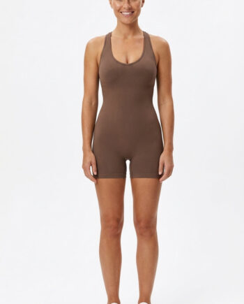 Liv Jumpsuit  Seamless   Ribbed  Brown Small   Brown