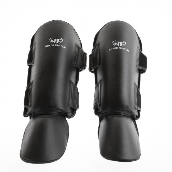Nordic Fighter Shin Guards Instep Type   Benskinne Læder Sort  -large