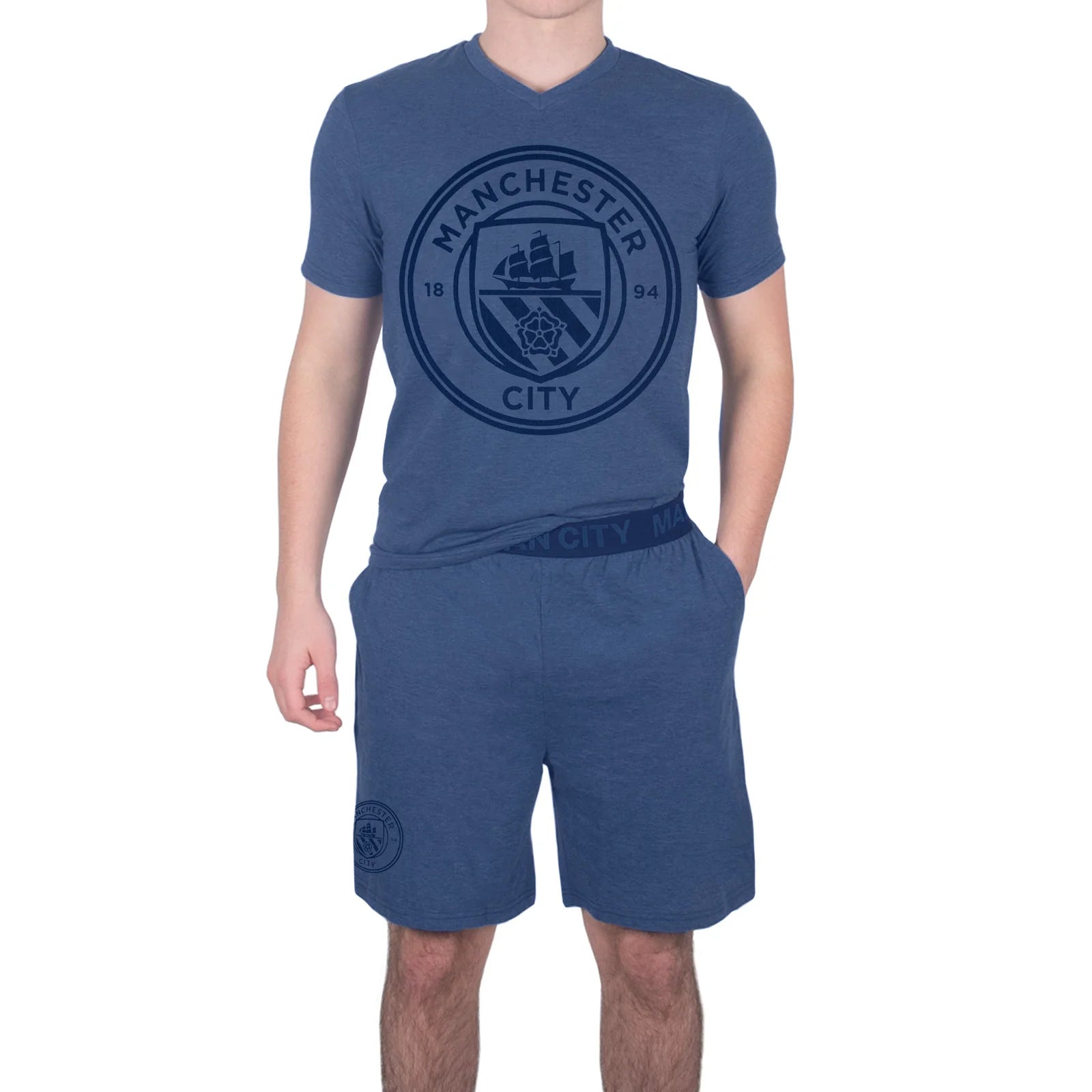 Officielle Manchester City Fc Pyjamas Til Mænd Kort Sæt