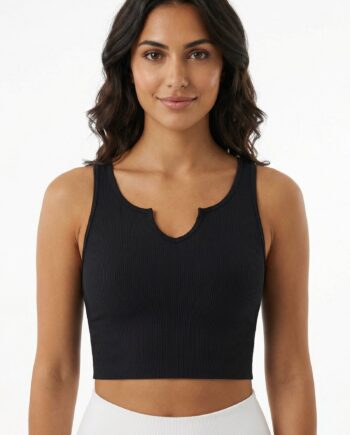 Crop Top  -hals   Med Indbygget Bh Black Small   Black