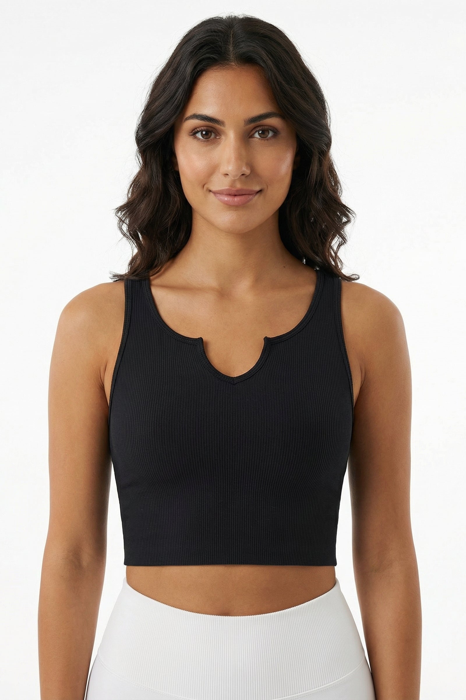 Crop Top -hals Med Indbygget Bh Black Small Black