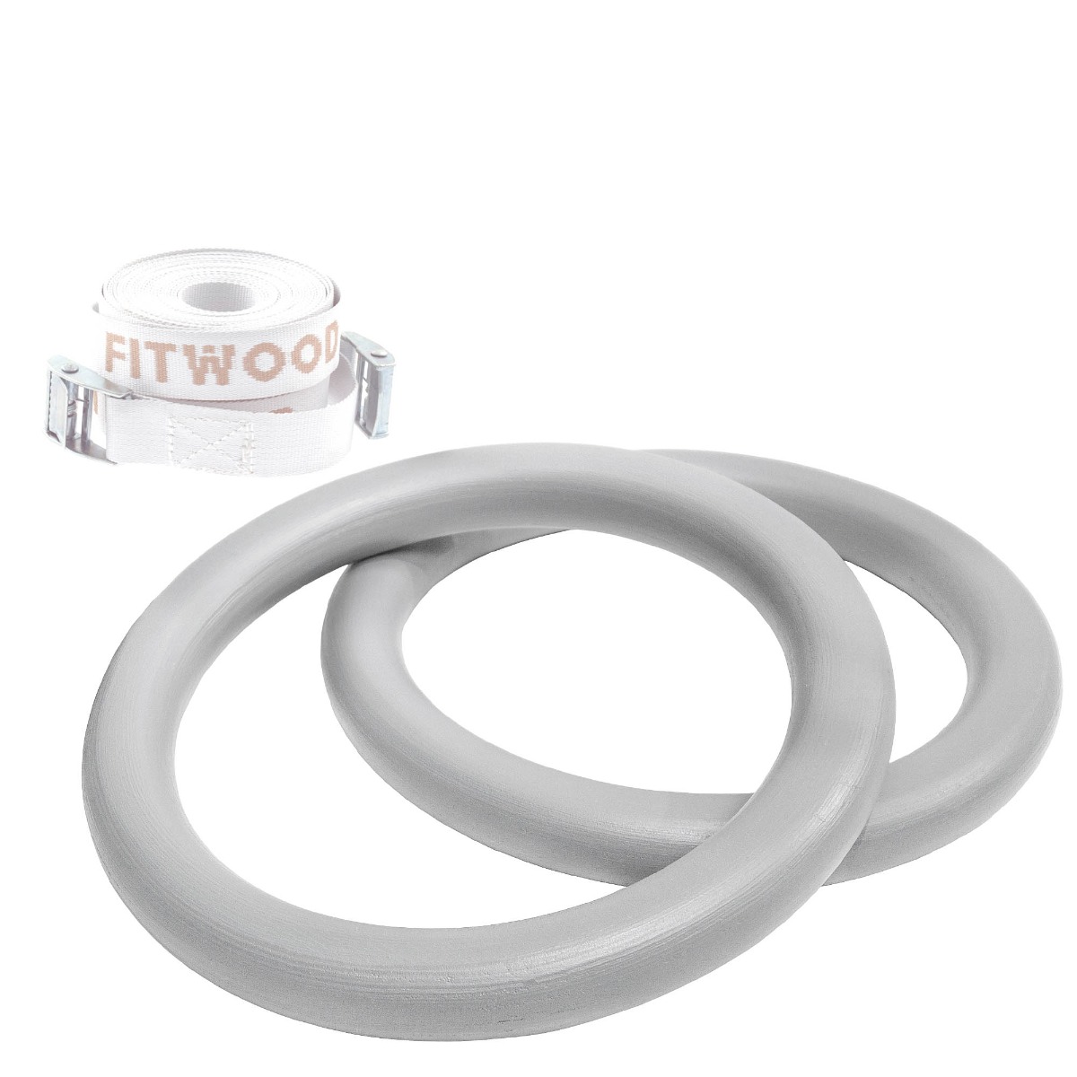 Fitwood Ulpu Gymnastikringe 28mm Grå Overflade   Hvid Strop