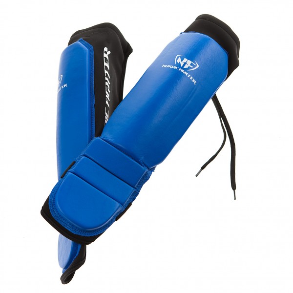 Nordic Fighter Grappling Shin Guards Instep Benskinne ægte Læder Blå  -large