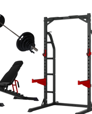 Peak Fitness  Half Rack    125kg   50 Mm Vægtskiver Og  Fid Bænk Sort